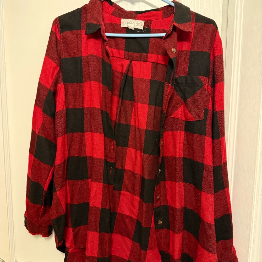 Hippie Rose Red and Black Checkered Top